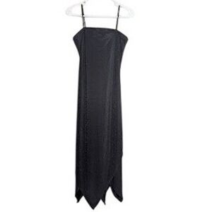 Rocket Candy Womens Glitter Sharkbite Hem Dress M Black Sparkly Fairy Grunge Y2K
